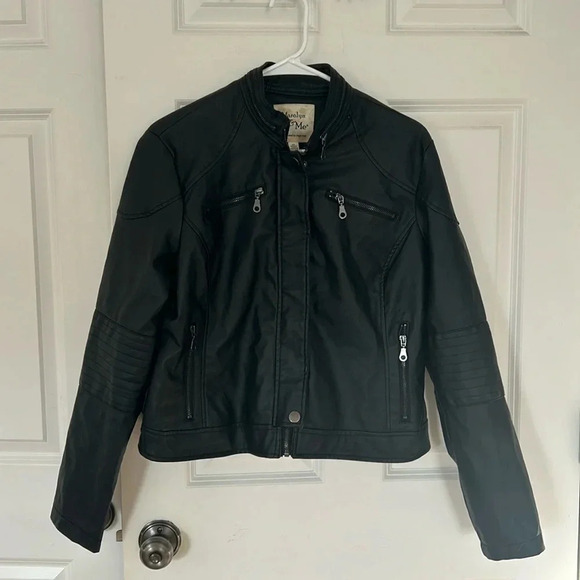Maralyn & Me Faux Leather Moto Black Jacket Size XL zip up - Picture 1 of 6
